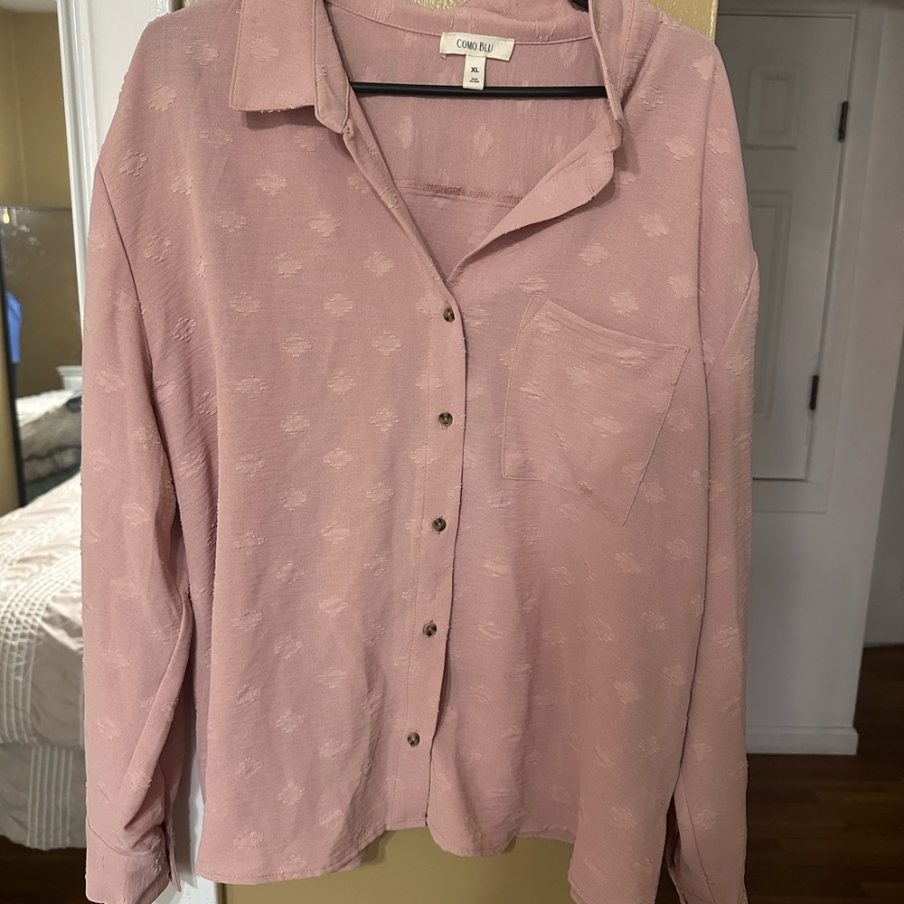 Pink Button-Up Women's Top